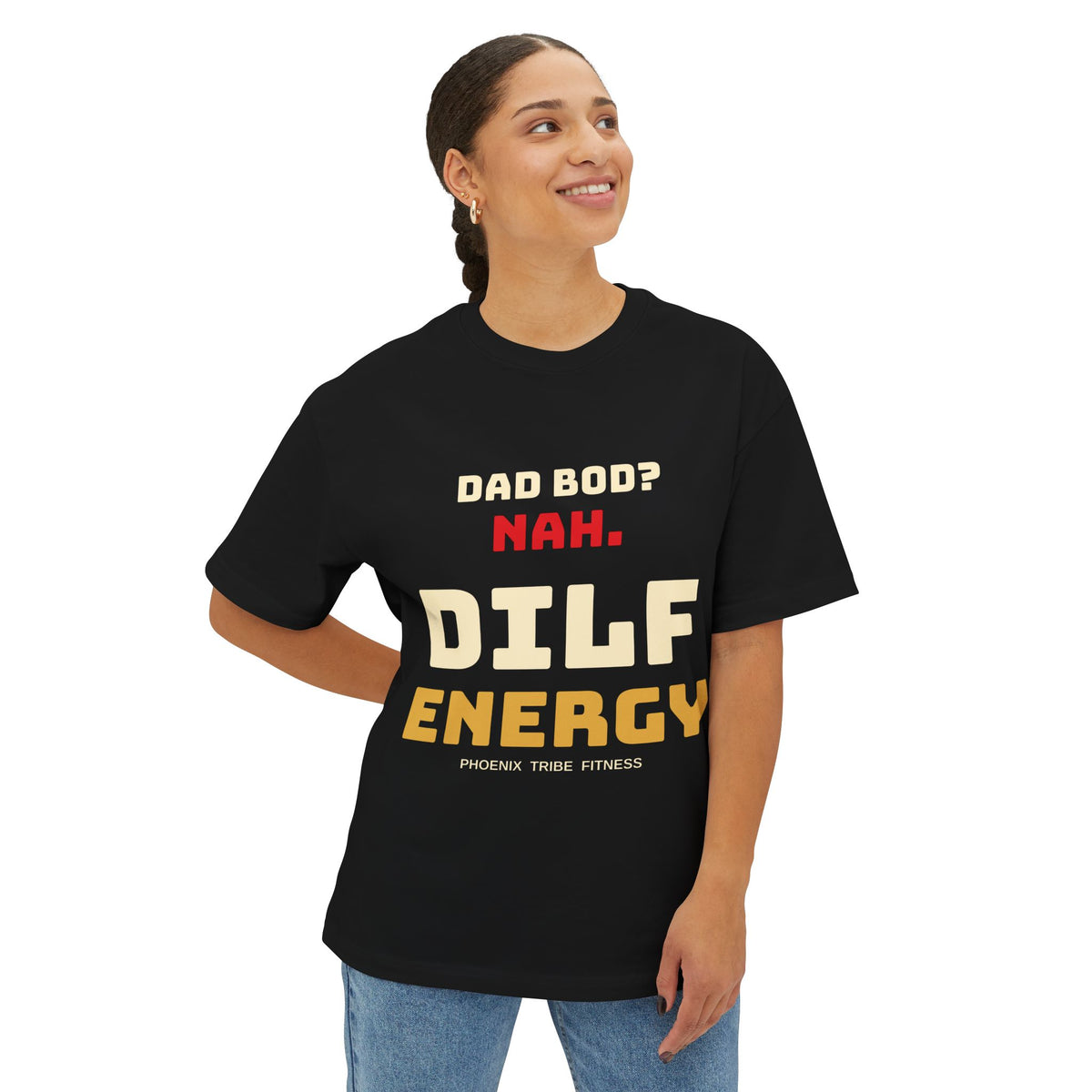 Phoenix Tribe Fitness Men's Relaxed Crew Tee - Dad Bod? Nah. DILF Energy
