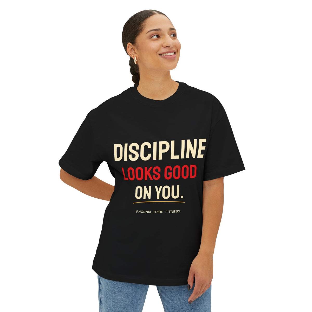 Phoenix Tribe Fitness Men's Relaxed Crew Tee - Discipline Looks Good On You